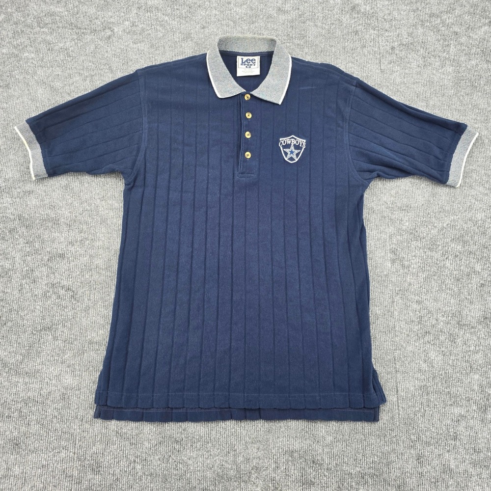 Lee Sport Dallas Cowboys Polo Shirt Navy Blue Ribbed Cotton NFL Women Medium
